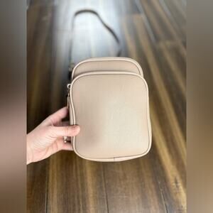 Adjustable Strap Chain Zipper Beige Crossbody Bag Purse Handbag